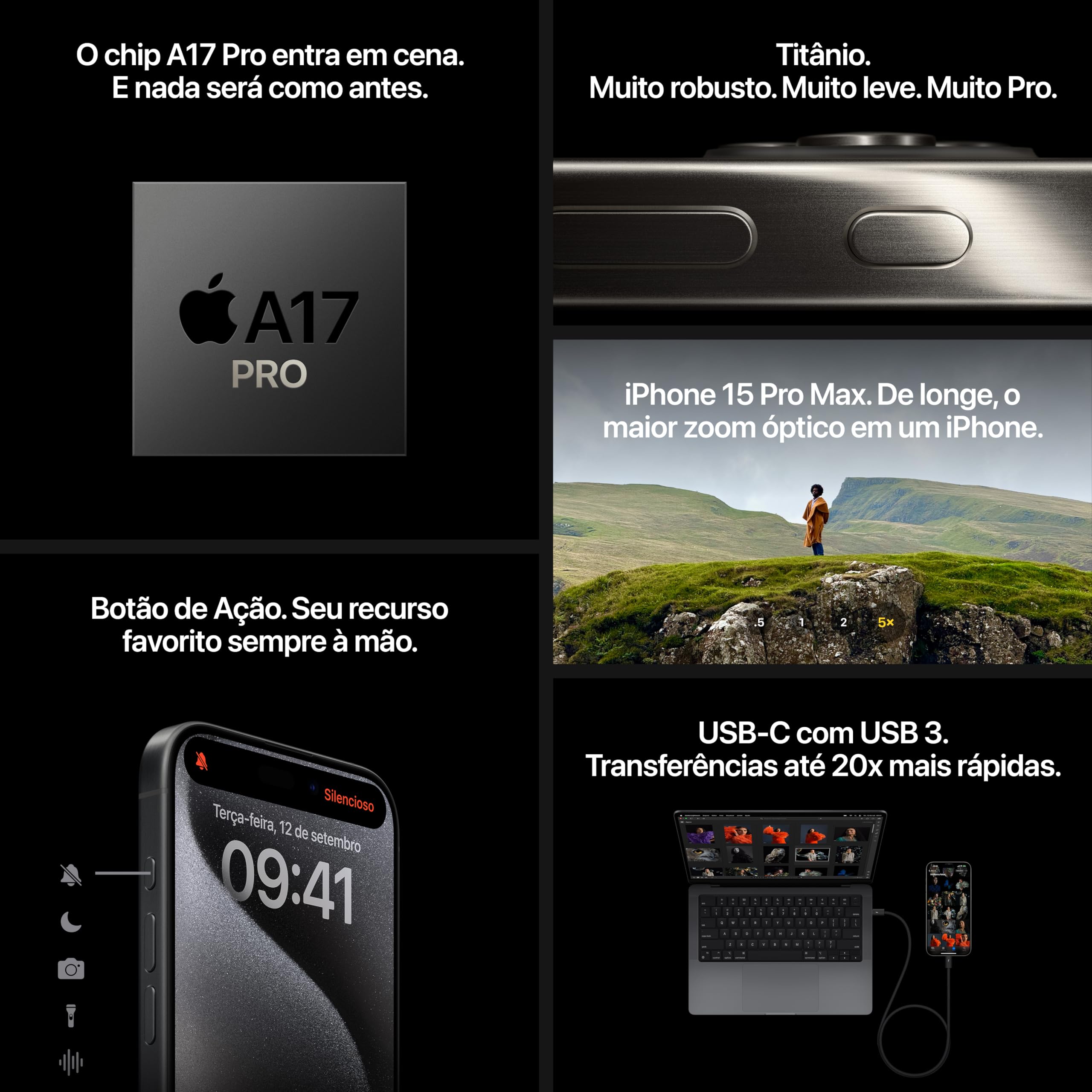Apple iPhone 15 Pro Max (256 GB) — Titânio Azul (Recondicionado